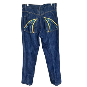 Makaveli Vintage Tupac Hip Hop Rap Embroidered Dark Wash Denim Jeans Size 32x34